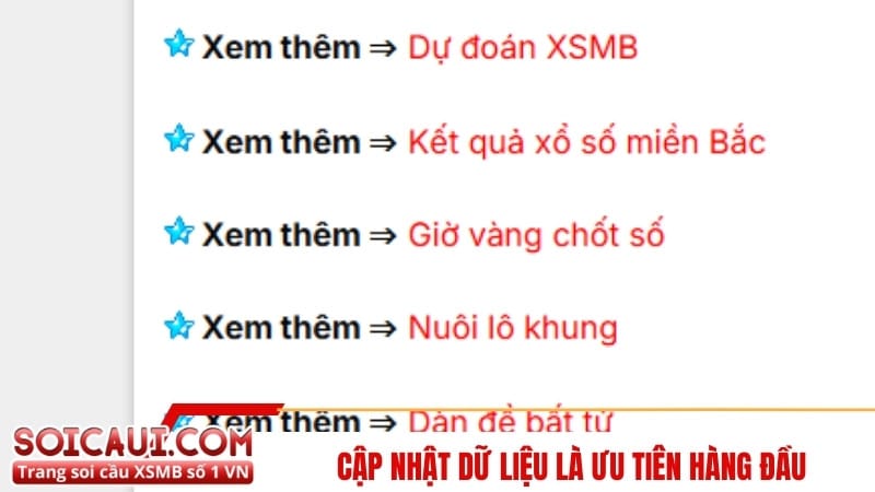 Cập nhật dữ liệu là ưu tiên hàng đầu